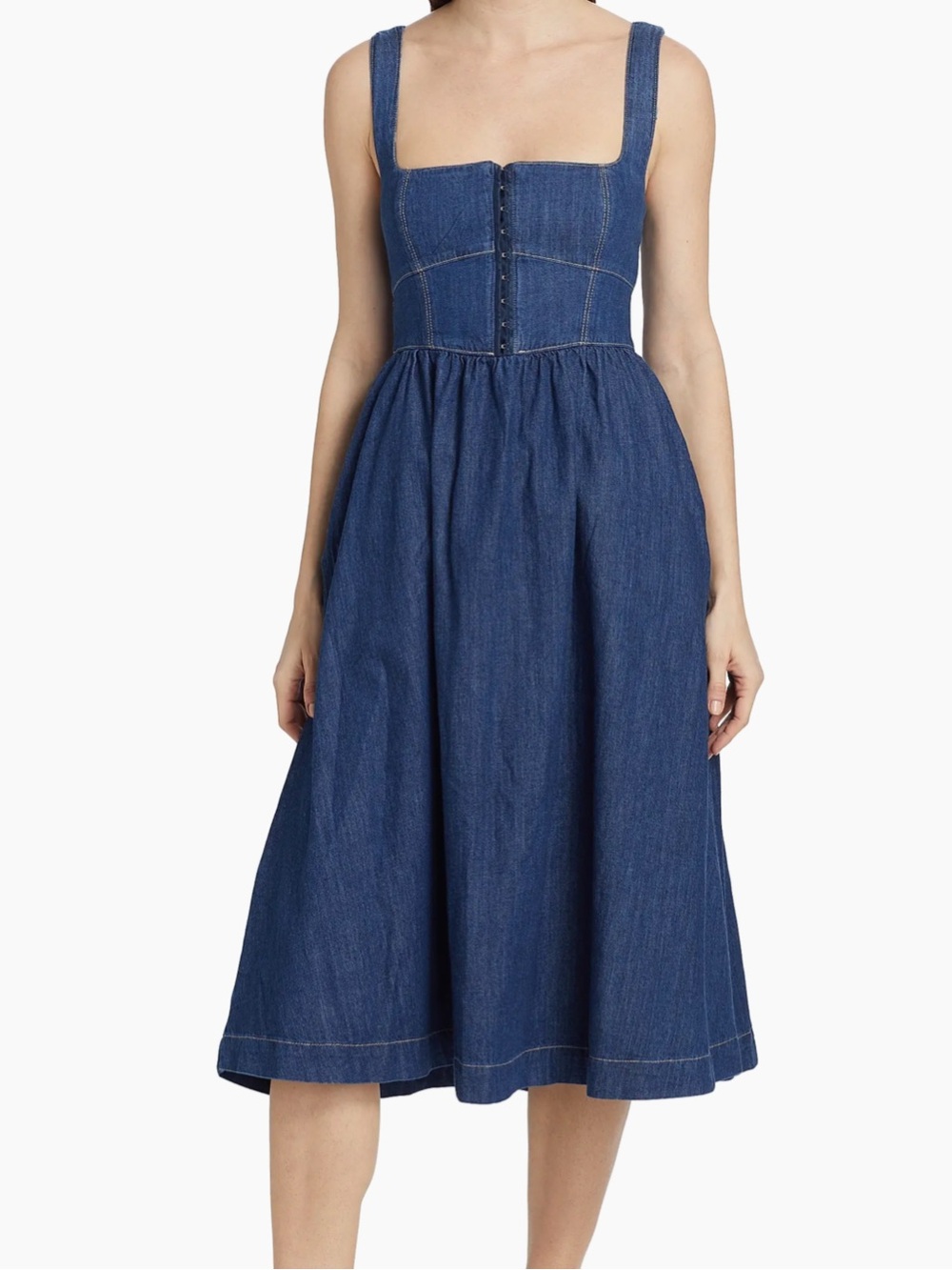 Reformation Tagliatelle Denim Midi Dress